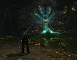 Martins Jäger vor einem Spinnenboss in Herr der Ringe Online